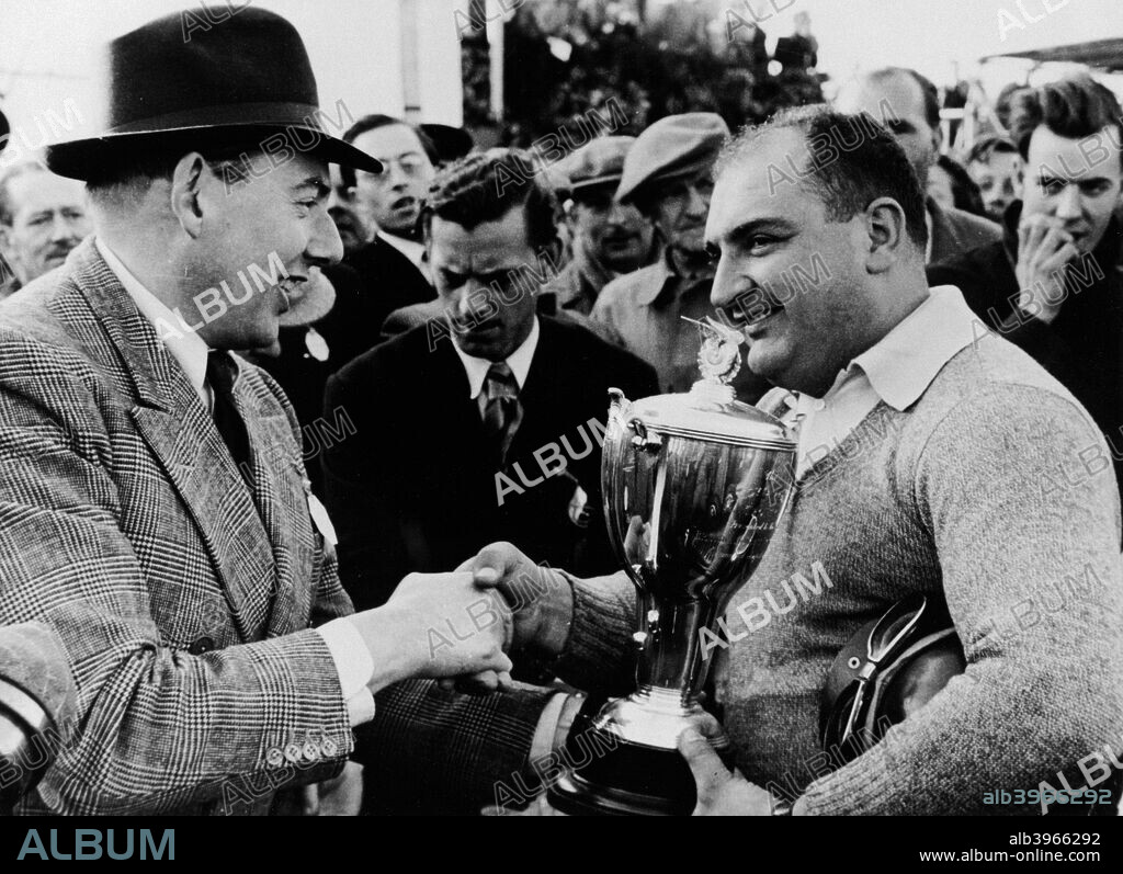 Jose Froilan Gonzalez, (c1950-c1955?). Nicknamed the 'Bull of the Pampas' Jose Froilan Gonzalez had the unusual distinction of winning the first Championship Grand Prix he entered, the 1951 British Grand Prix at Silverstone, in which he drove a Ferrari. He won again at Silverstone in 1954, but after a serious sportscar accident practising for the Tourist Trophy, he only appeared in one Grand Prix outside his native Argentina after 1954. Sharing a Ferrari with Maurice Trintignant, Gonzalez also won the Le Mans 24 Hours in 1954.
