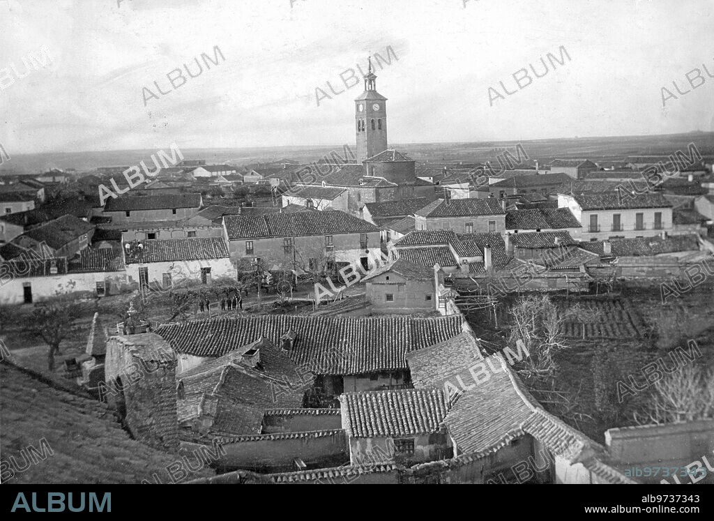 May 1908. General view of the Villa de Móstoles (Madrid).
