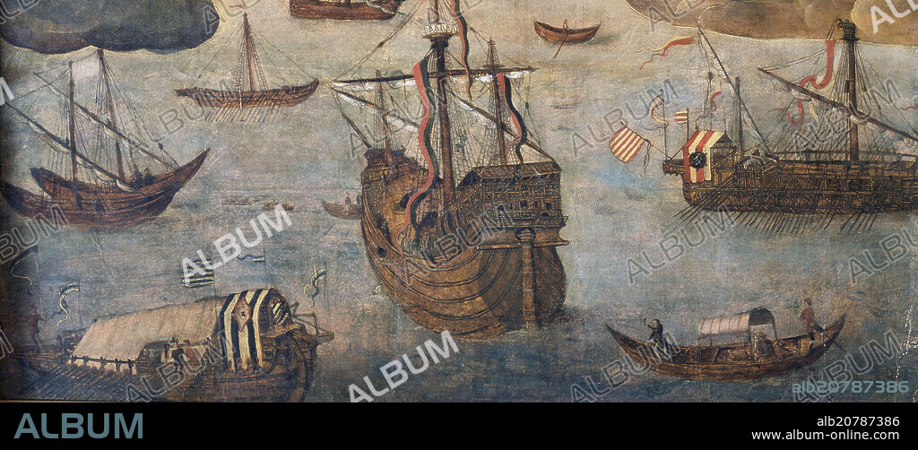 ALEJO FERNANDEZ ALEMAN (1475-1545). DETALLE DE LA PARTE INFERIOR DEL RETABLO DE LA VIRGEN DE LOS NAVEGANTES - DETALLE DE LA TABLA CENTRAL: VIRGEN 84943 (CONJ Nº 84935) - S.