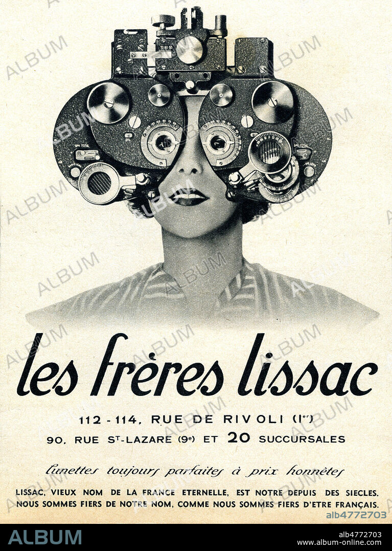 Les freres Lissac. Lissac, vieux nom de la France eternelle est notre depuis des siecles. Nous sommes fiers de notre nom, comme nous sommes fiers d'etre francais. Publicite tiree de La Semaine du 31 octobre 1940. Credit : Collection KHARBINE-TAPABOR.