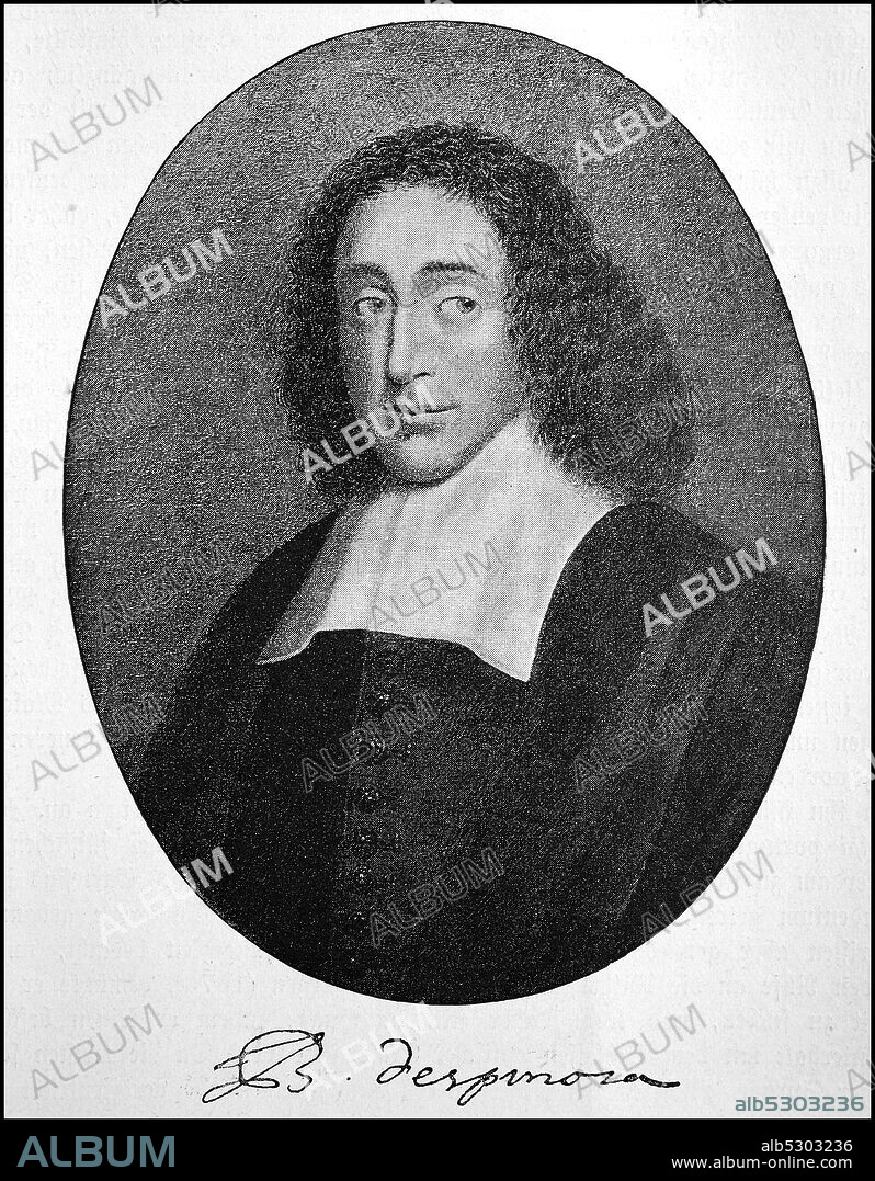 Baruch de Spinoza, Bento de Espinosa, Benedictus de Spinoza, November 24, 1632 - February 21, 1677, was a Dutch philosopher  /  Baruch de Spinoza, Bento de Espinosa, Benedictus de Spinoza, 24. November 1632 - 21. Februar 1677, war ein niederländischer Philosoph, Historisch, historical, digital improved reproduction of an original from the 19th century / digitale Reproduktion einer Originalvorlage aus dem 19. Jahrhundert,.
