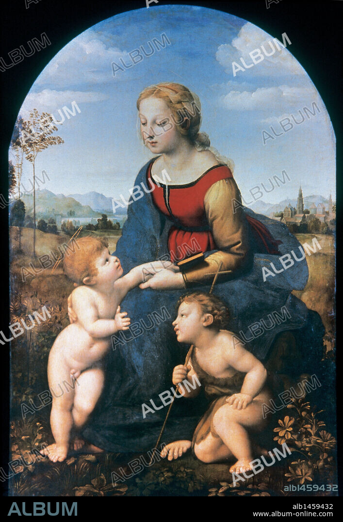 RAPHAEL. ARTE RENACIMIENTO. ITALIA. RAFAEL, Raffaello Santi o Sanzio, llamado (Urbino, 1483-Roma,1520). Pintor italiano. "LA BELLA JARDINERA" (1507). Museo del Louvre. París. Francia.