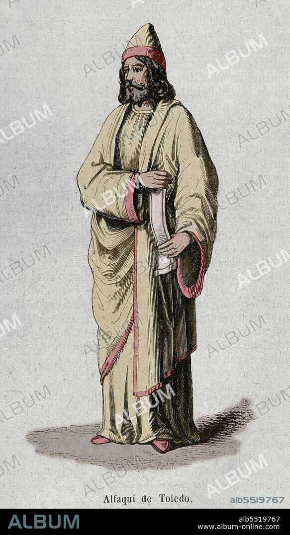 History of Spain. Al Andalus. Faqih. Islamic jurist and expert in Fiqh or Islamic jurisprudence. Faqih from Toledo. Engraving. Later colouration. Historia General de España by Father Mariana. Madrid, 1852.