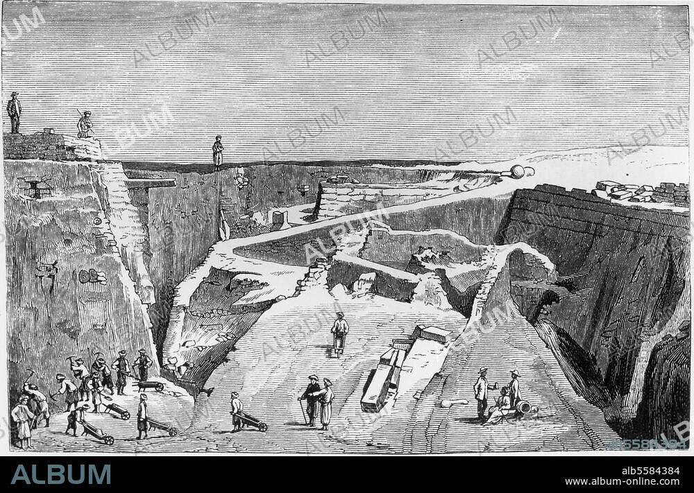 ANONYME. Troy (Turkey). - "Trojan houses discovered under the Temple of Athen." - (Excavations from 1870 under Heinrich Schliemann). Wood engraving no. 7 from: H.Schliemann, Ilios, Stadt und Land der Trojaner, Leipzig (F.A. Brockhaus) 1881.