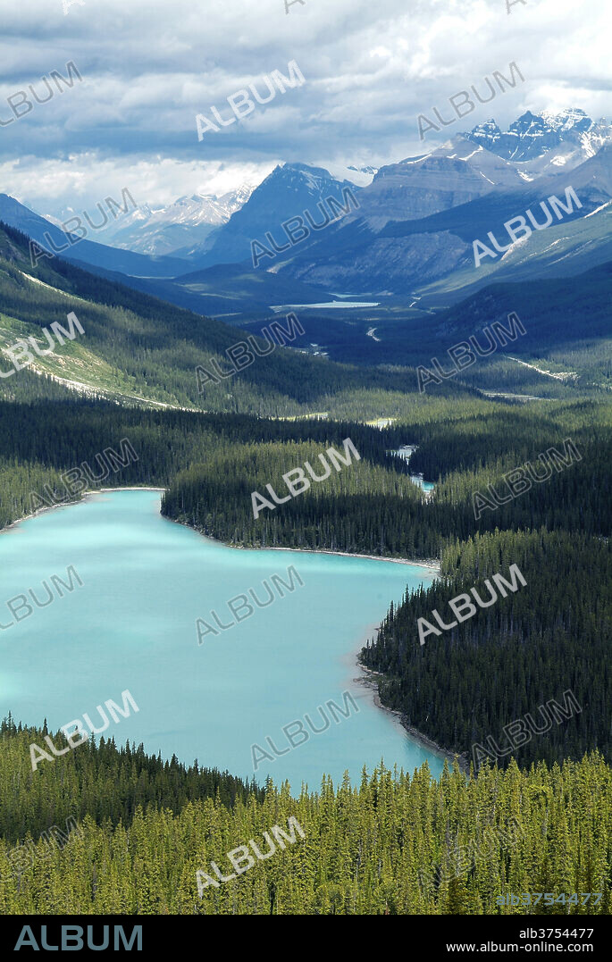 Peyto Lake, Banff National Park, UNESCO World Heritage Site, Alberta, Rocky Mountains, Canada, North America.