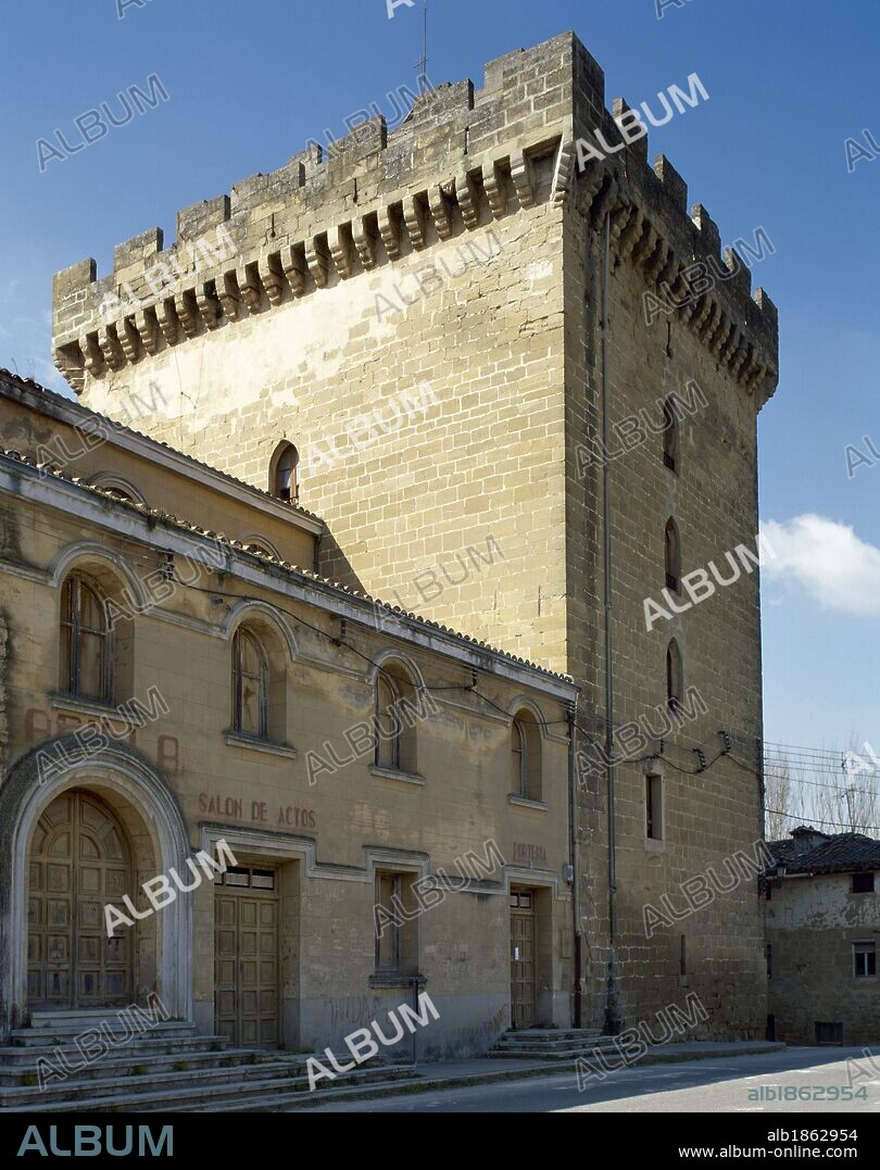 Spain. La Rioja. Anguciana. Strong Tower. Military Gothic tower whose construction began in 1397 by Juan Alfonso de Salcedo. It was crowned with turrents and battlements. La Rioja Alta.