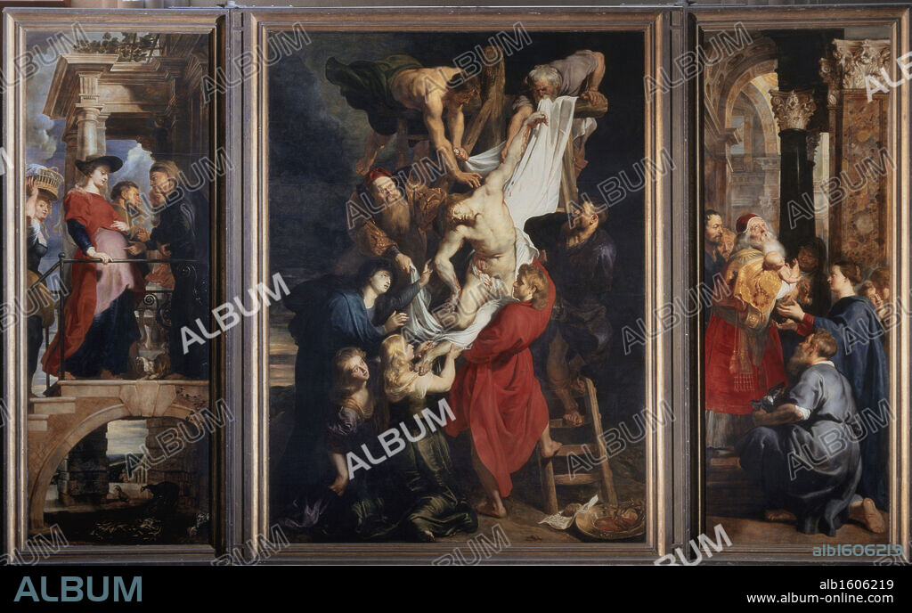 Descent from the Cross  1612-14  Peter Paul Rubens (1577-1640/Flemish)  Oil on Triptych Panel  Cathedral of Our Lady, Antwerp, Belgium.