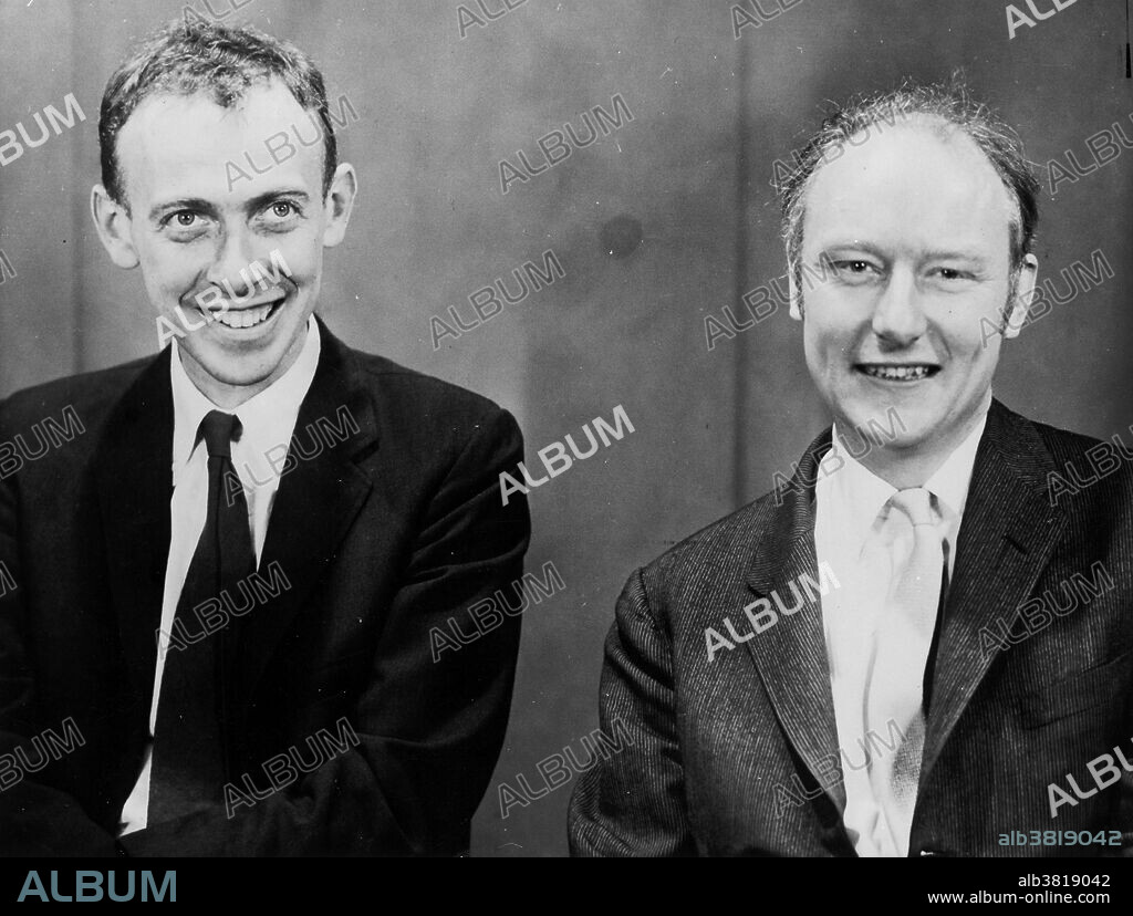The discoverers of the structure of DNA. James Watson (b.1928) at left and Francis Crick (b.1916). Crick and Watson met at the Cavendish Laboratory, Cambridge, in 1951. Their work on the structure of DNA was performed with a knowledge of Chargaff's ratios of the bases in DNA and some access to the X-ray crystallography of Maurice Wilkins and Rosalind Franklin at King's College London. Combining all of this work led to the deduction that DNA exists as a double helix, thus to its structure. Crick, Watson and Wilkins shared the 1962 Nobel Prize for Physiology or Medicine, Franklin having died of cancer in 1958.