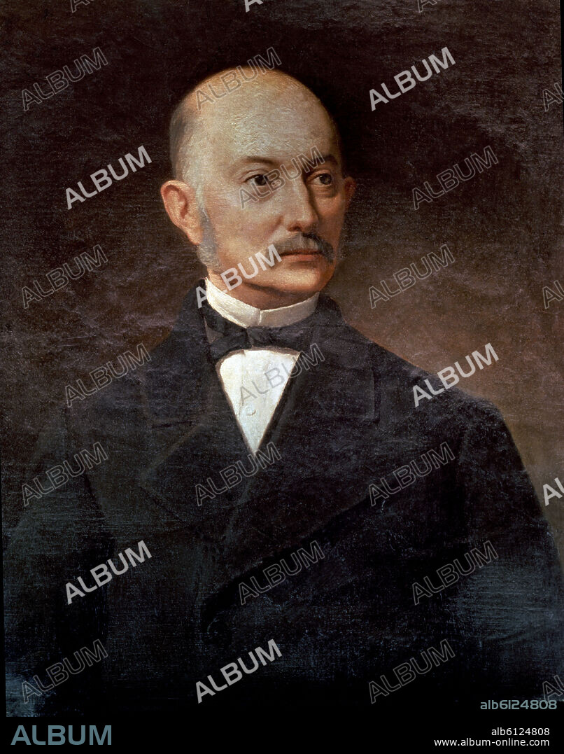 IGNACIO SUAREZ LLANOS (1830-1881). RETRATO DE JOSE DE POSADA HERRERA (1815-1885) POLITICO LIBERAL - SIGLO XIX.