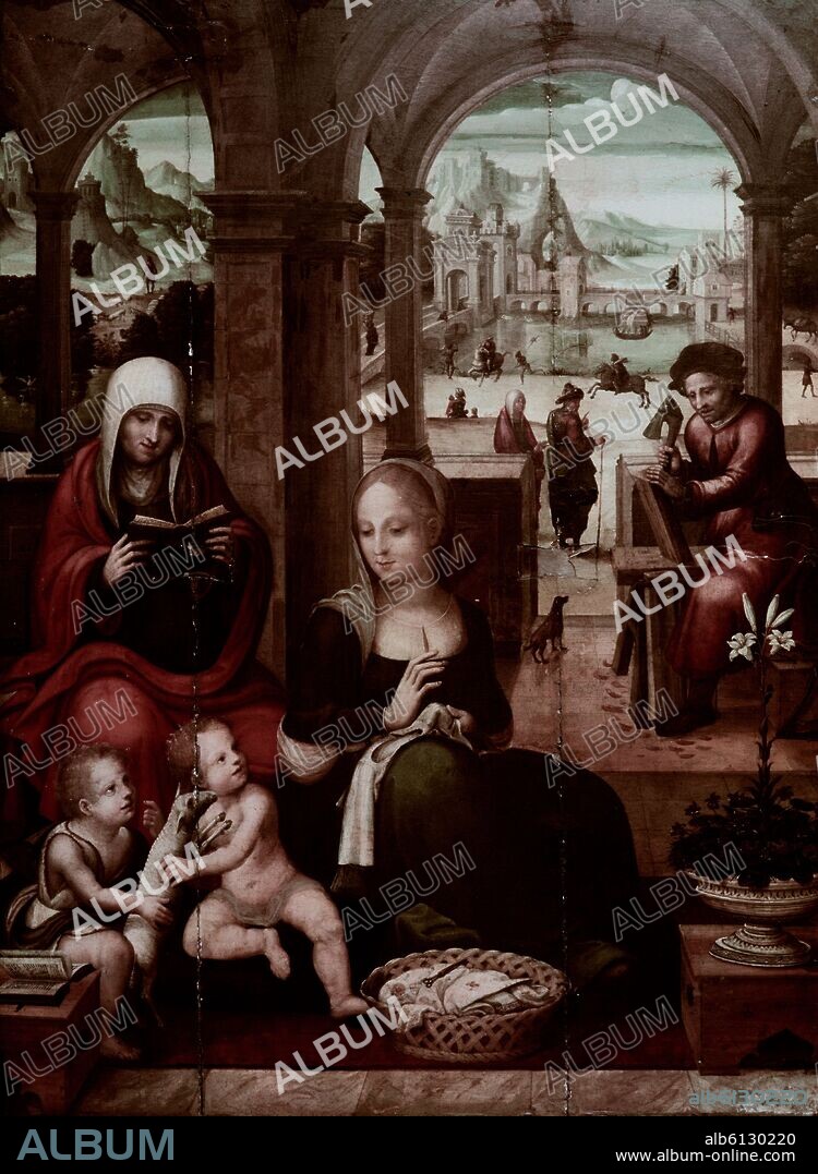 PAOLO SAN LEOCADIO (1445-1520). 'La Sagrada Familia', 1515-1520, Óleo sobre tabla, 91,5 x 68,5 cm.
