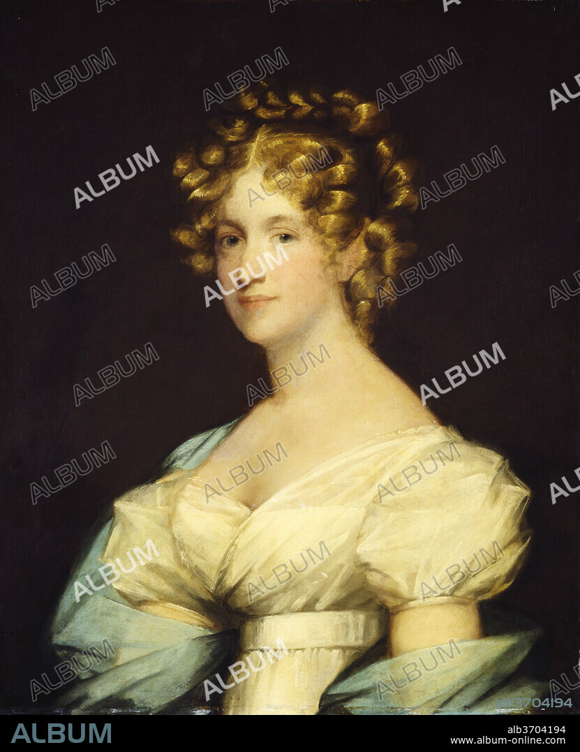 COMPLETED BY AN UNKNOWN ARTIST GILBERT STUART. Charlotte Morton Dexter (Mrs. Andrew Dexter). Dated: 1808/c. 1825. Dimensions: overall: 74.2 x 60.2 cm (29 3/16 x 23 11/16 in.)  framed: 92.4 x 80 x 5.4 cm (36 3/8 x 31 1/2 x 2 1/8 in.). Medium: oil on wood.