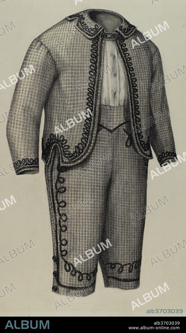 JULIE C. BRUSH. Boy's Suit. Dated: 1935/1942. Dimensions: overall: 42.5 x 30.4 cm (16 3/4 x 11 15/16 in.). Medium: watercolor and graphite on paperboard.