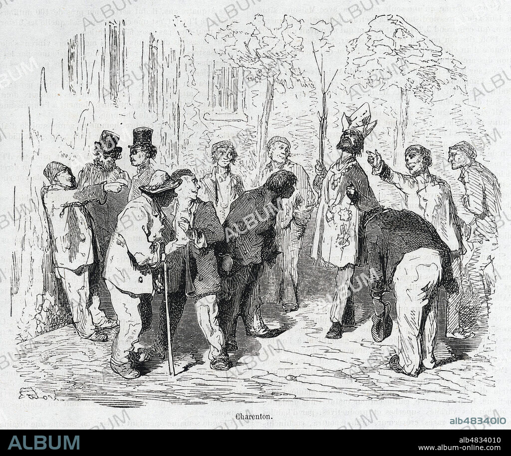 Charenton (l'asile de fous). Illustration de 1861 par Gustave DORE (1832-1883) pour Histoire des Environs du nouveau Paris de Emile de LABEDOLIERE (1812-1883). Credit : Collection Jonas/Kharbine-Tapabor.