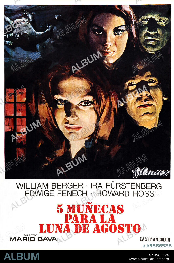 Poster de CINCO MUÑECAS PARA LA LUNA DE AGOSTO, 1969 (5 BAMBOLE PER LA LUNA D'AGOSTO), dirigida por MARIO BAVA. Copyright Produzioni Atlas Consorziate (P.A.C.).