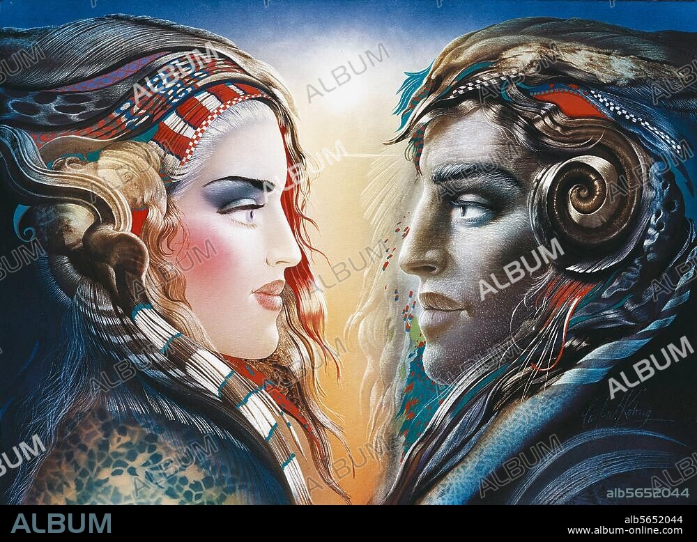CARL-W. ROEHRIG. Röhrig, Carl-W. geb. 1953. "Ich sehe dich an IV" (I'm looking at You IV - Je te regarde IV), 1994. Mischtechnik auf Karton, 27 × 37 cm. WV-Nr. 9485.