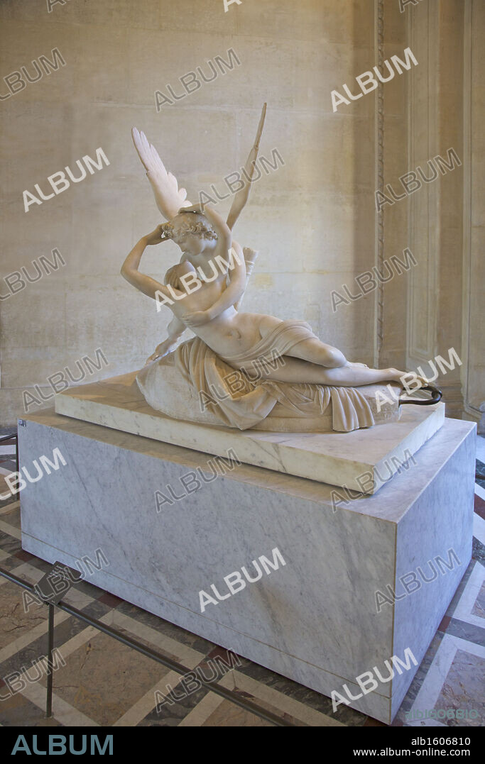 Psyche revived by Cupid's Kiss by Antonio Canova, marble sculpture, 1787, France, Paris, Musee du Louvre.