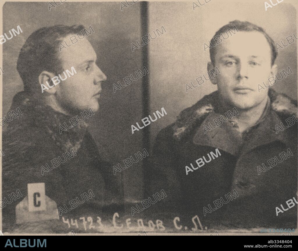 ANONYMOUS. A mug shot of Sergei Lvovich Sedov (1908-1937).