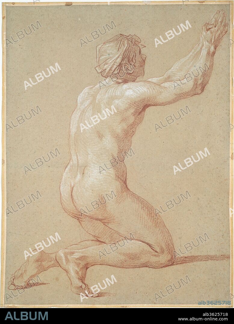ETIENNE JEAURAT. Kneeling Nude Youth with Raised Clasped Hands. Artist: Étienne Jeaurat (French, Vermenton 1699-1789 Versailles). Dimensions: 18 3/8 x 13 5/8 in.  (46.7 x 34.6 cm). Date: ca. 1730-36.