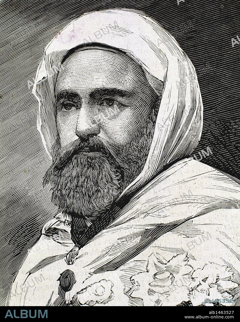 'Abd al-Qadir B Muhyi al-Din al-Hasani (Abdelkader) (1808 - 1883). Algerian Leader. Engraving.