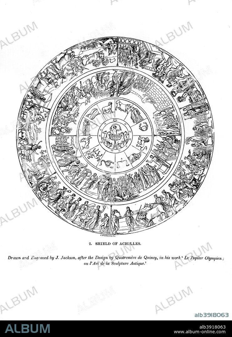 Shield of Achilles, 1843. An engraving from The Art-Union Scrap Book, Henry G Bohn, London, 1843.