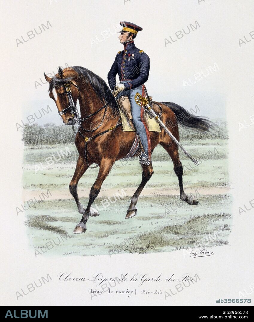 Chevau-Légers de la Garde du Roi, Tenue de Manége, 1814-15. Histoire de la Maison Militaire du Roi de 1814-1830, volume 2.