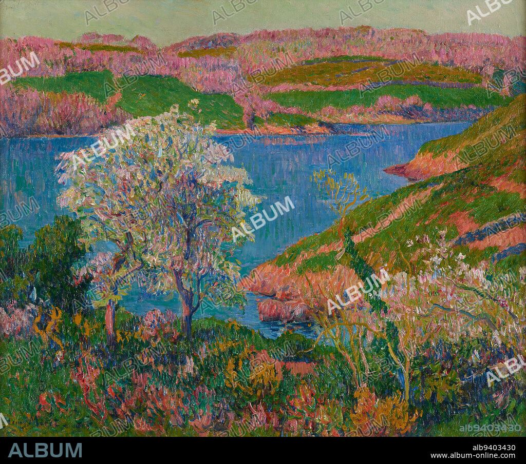 L'Anse du Goulineau, 1897, Henry Moret, French, 1856-1913, 20 7/16 × 25 1/16 in. (51.91 × 63.66 cm) (sight)30 3/16 × 34 5/8 × 2 3/4 in. (76.68 × 87.95 × 6.99 cm) (outer frame), Oil on canvas, France, 19th century.