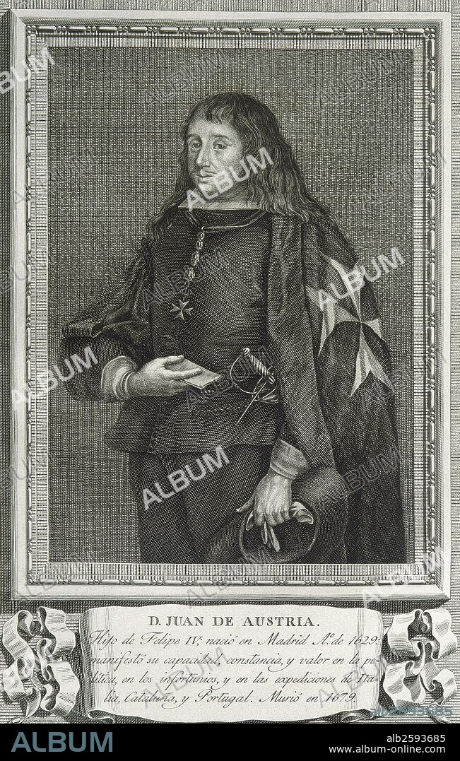 John of Austria (the Younger) (1629-1679). Spanish general and political figure. He was the only natural son of Philip IV of Spain to be acknowledged by the King. Portrait. Engraving.