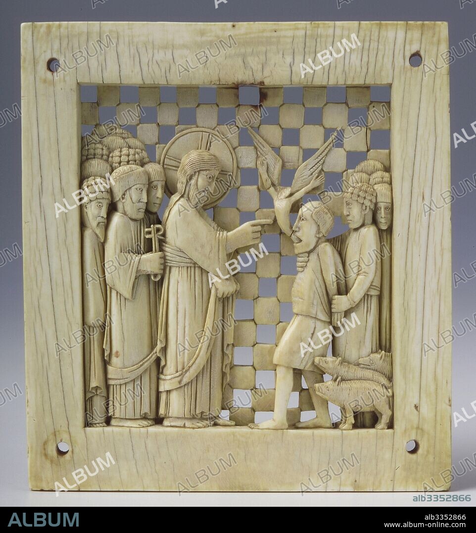 MASTER OF THE MAGDEBURG ANTEPENDIUM. Jesus healing the possessed Gerasene (from the "Magdeburg Antependium").