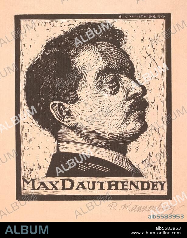 Dauthendey, Max Schriftsteller Würzburg 25.7.1867 - Malang auf Java. 29.8.1918. Porträt. Linolschnitt, um 1915, von Richard Kannenberg (geb. 1888), handsigniert. 16 × 13,7 cm. Berlin, Sammlung Archiv für Kunst und Geschichte.