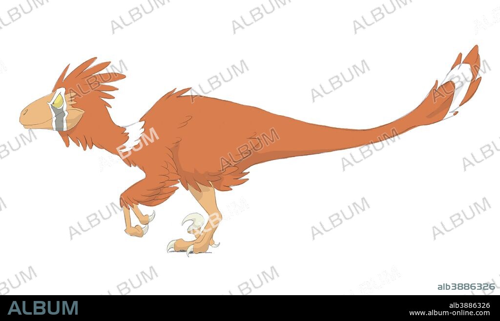 Deinonychus pencil drawing with digital color.