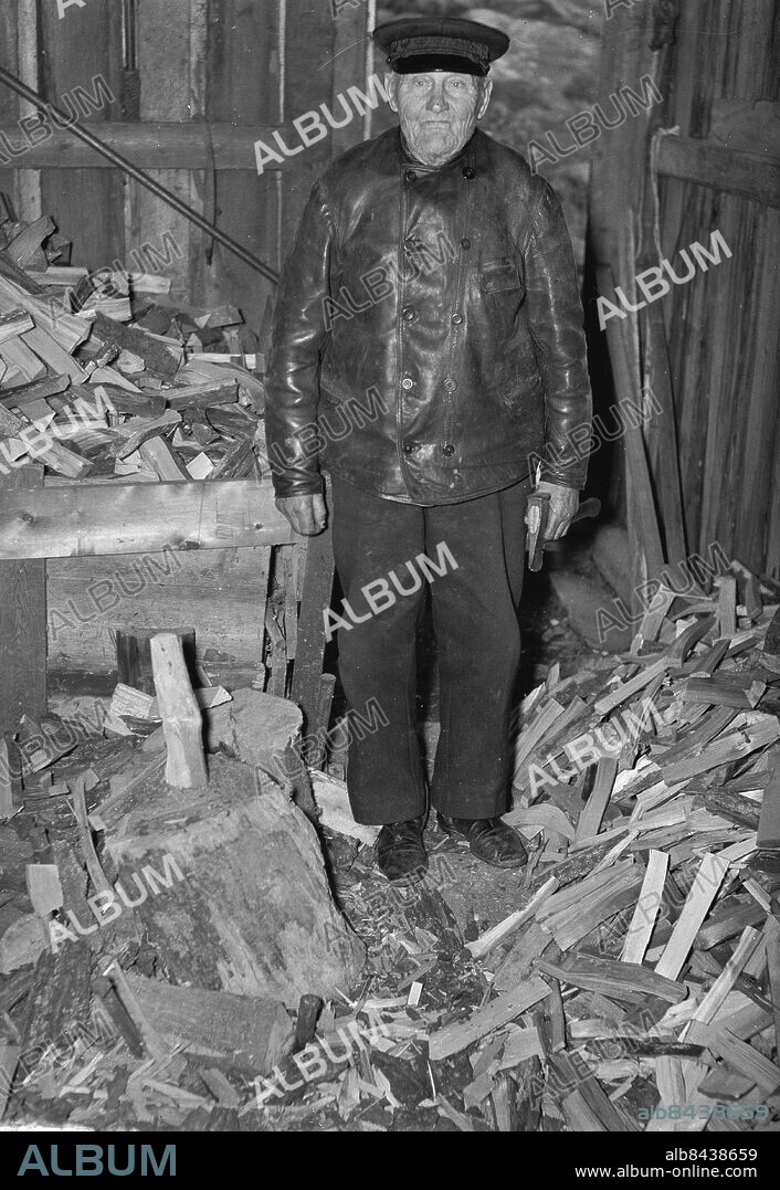 Herr Selin i Kållered har huggt ved (?).. Mars 1939. *** Local Caption *** GP. KAMERAREPORTAGE.