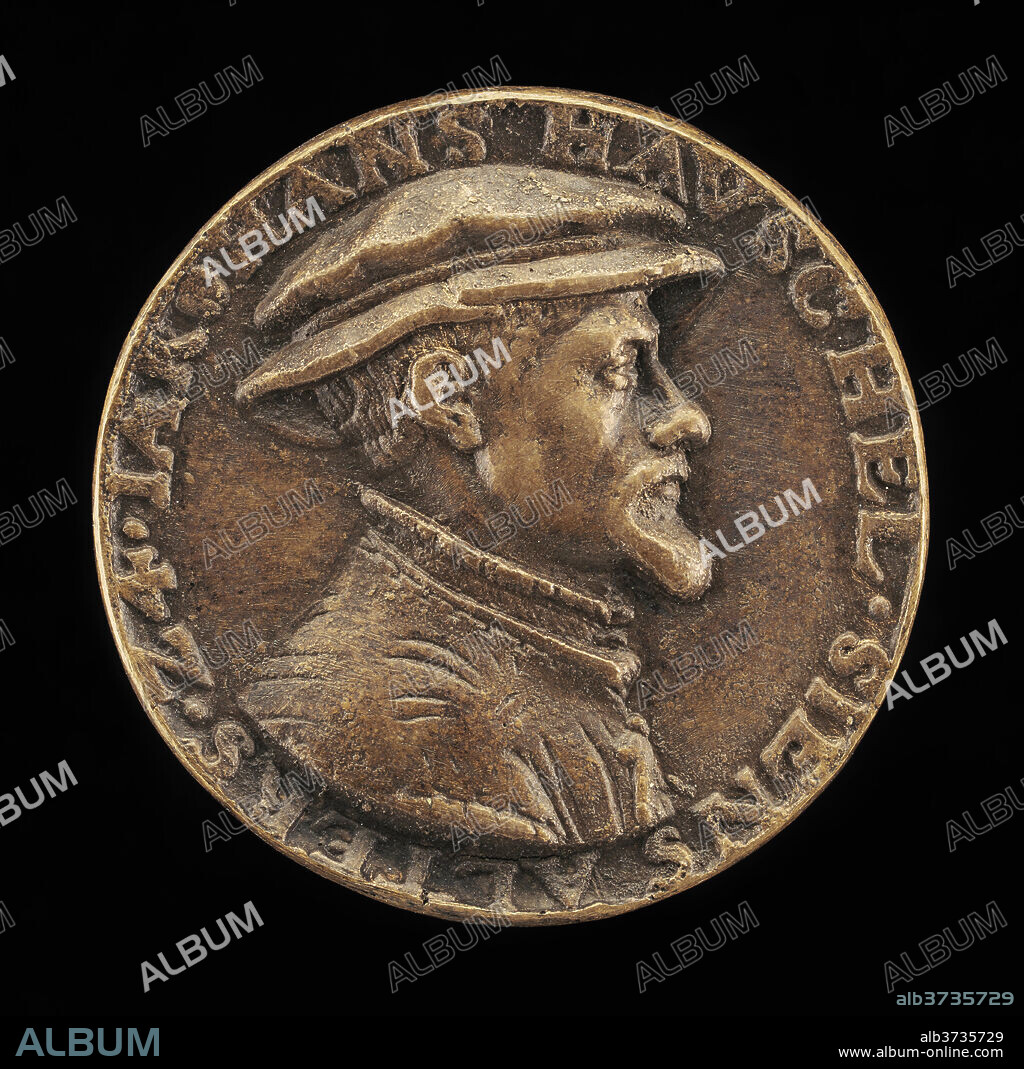 FRIEDRICH HAGENAUER. Hans Hauschel, born 1520 [obverse]. Dated: 1544. Dimensions: overall (diameter): 3.89 cm (1 9/16 in.)  gross weight: 13.18 gr (0.029 lb.)  axis: 12:00. Medium: bronze.