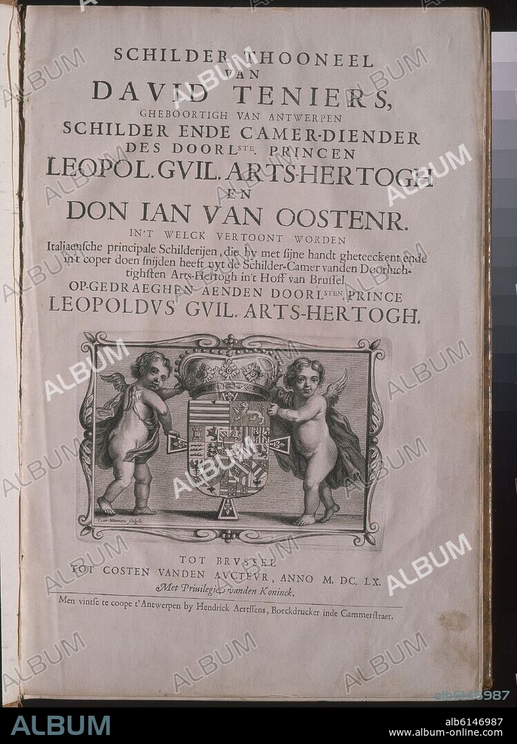 DAVID TENIERS EL JOVEN. PORTADA DEL THEATRUM PICTORIUM EN HOLANDES-1660.