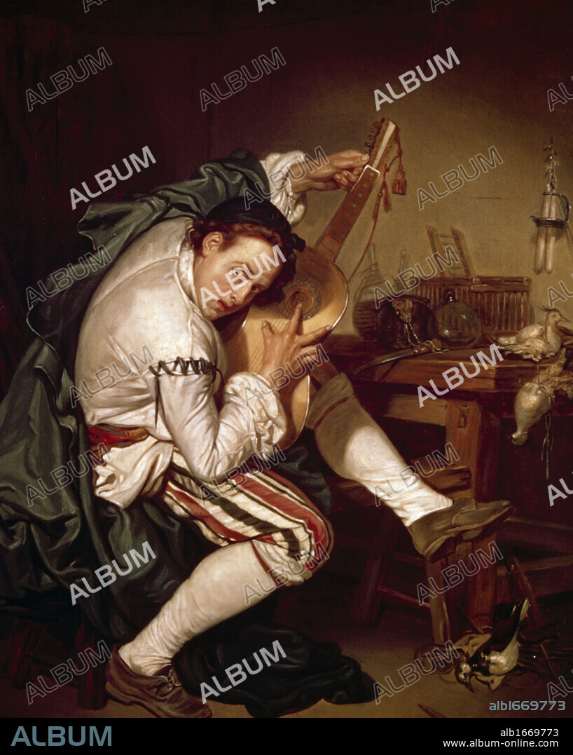 The Guitarist by Jean Baptiste Greuze, (1725-1805), France, Nantes, Musee des Beaux-Arts.