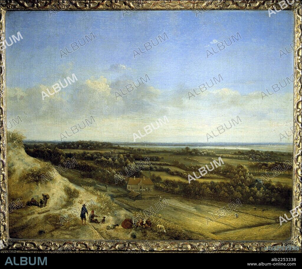 JAN VAN DER MEER II. MEER II , JAN VAN DER. PINTOR HOLANDES. 1618 - 1691. " VISTA DE HAARLEM DESDE LAS DUNAS " , TABLA. FRANS HALSMUSEUM DE HAARLEM. HOLANDA.