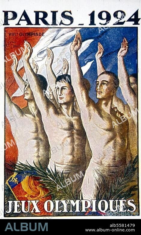 Sports / Olympic Games. Games of the VIII Olympiad in Paris, 4 May - 27 July 1924: poster. Col. print. Graphic design: Jean Droit. (1884-1961). Paris, Private Collection.