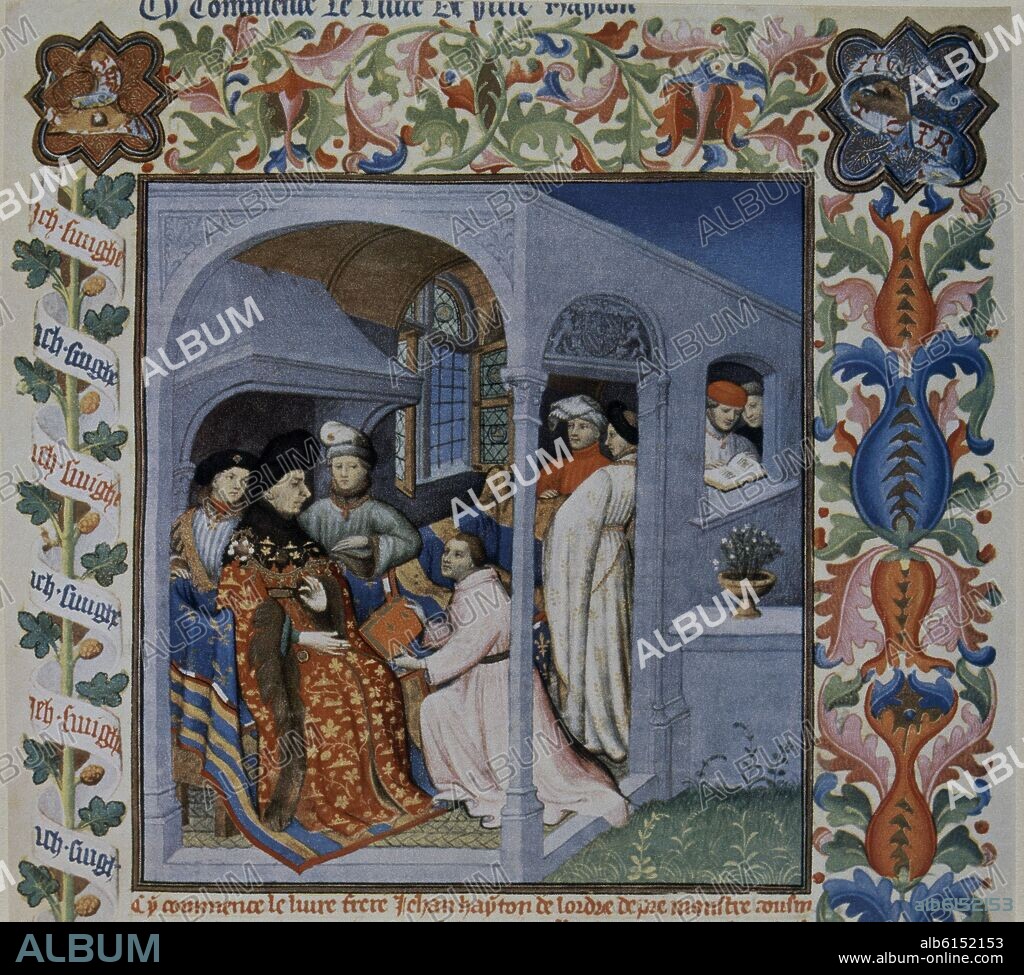 JUAN SIN MIEDO DUQUE DE BORGONA RECIBE HOMENAJE 1410 - MINIATURA.