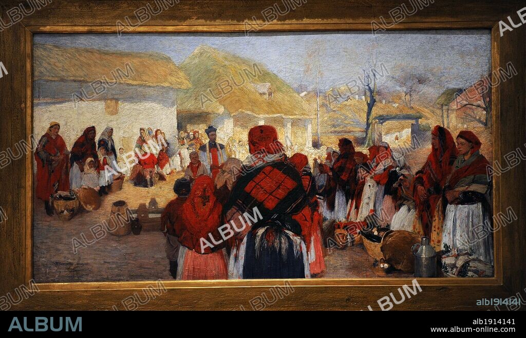 Wlodzimierz Tetmajer (1861-1923). Polish painter. "Swiecone" (Blessing of Easter Food), 1897. Consecration in Bronowice. Museum of Contemporary Art. Krakow, Poland.