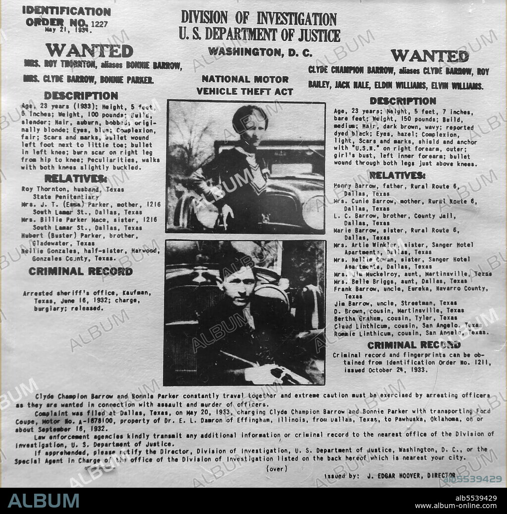 Bonnie and Clyde. Bonnie Elizabeth Parker (October 1, 1910 - May 23, 1934) and Clyde Chestnut Barrow (March 24, 1909 - May 23, 1934) were an American criminal couple who travelled the Central United States with their gang during the Great Depression, known for their bank robberies, although they preferred to rob small stores or rural funeral homes. Their exploits captured the attention of the American press and its readership during what is occasionally referred to as the "public enemy era" between 1931 and 1934.