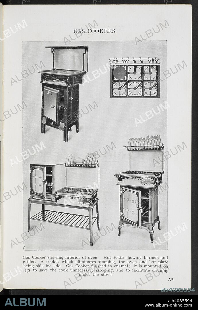 ISABELLA MARY BEETON y ANON. Gas cookers. Mrs. Beeton's Cookery ... New edition [of â€œMrs. Beeton's Sixpenny Cookeryâ€]. London ; Melbourne : Ward, Lock & Co., 1923. Source: 07943.a.52. facing p.8.
