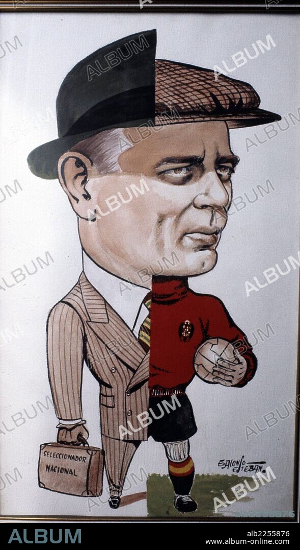 ZAMORA , RICARDO. FUTBOLISTA ESPAÑOL. DIBUJO CARICATURA.