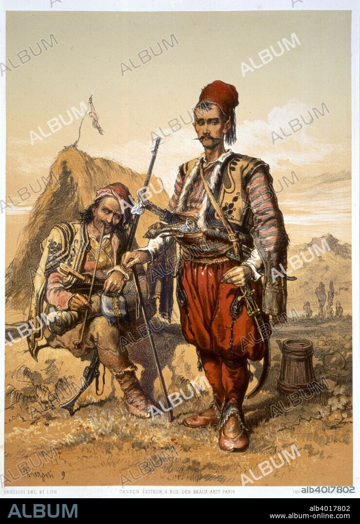 Turkish foot soldiers in the Ottoman army, 1857.