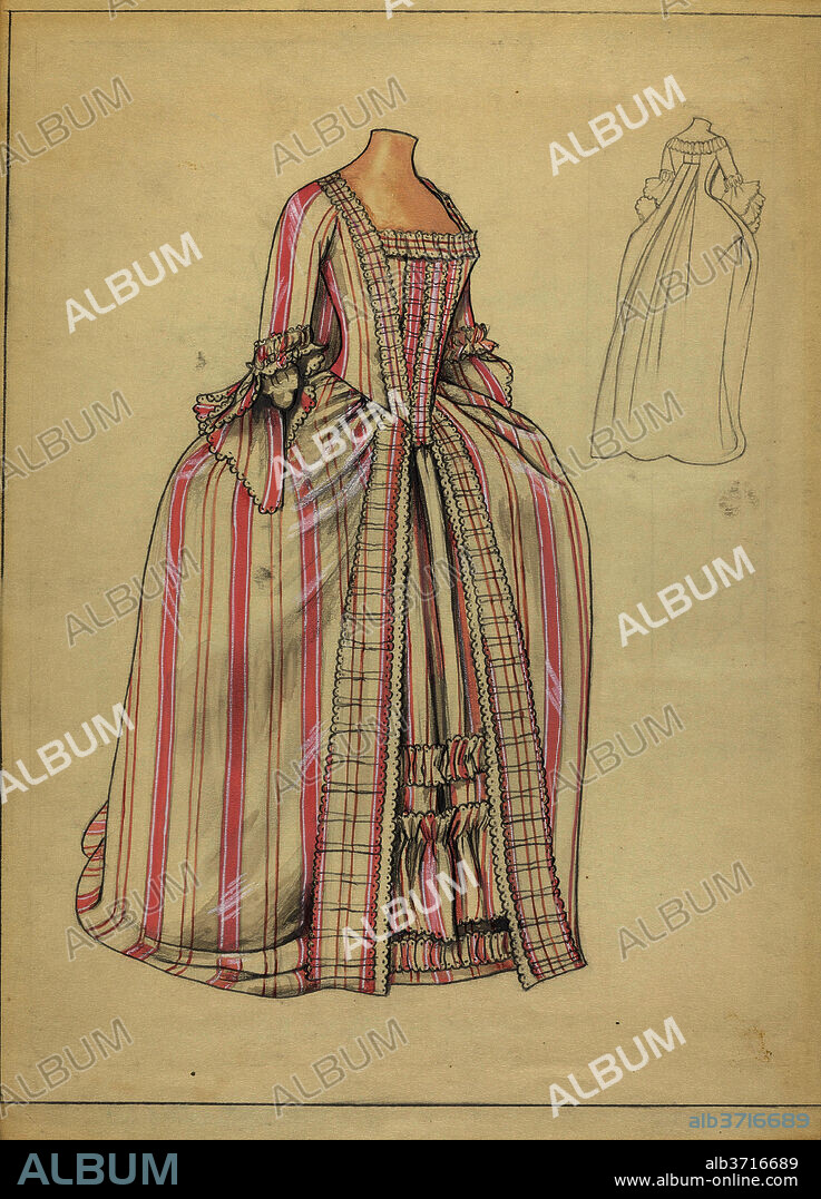 JEAN PESZEL. Dress. Dated: c. 1940. Dimensions: overall: 32.5 x 23.2 cm (12 13/16 x 9 1/8 in.). Medium: watercolor, graphite, and gouache on paper.