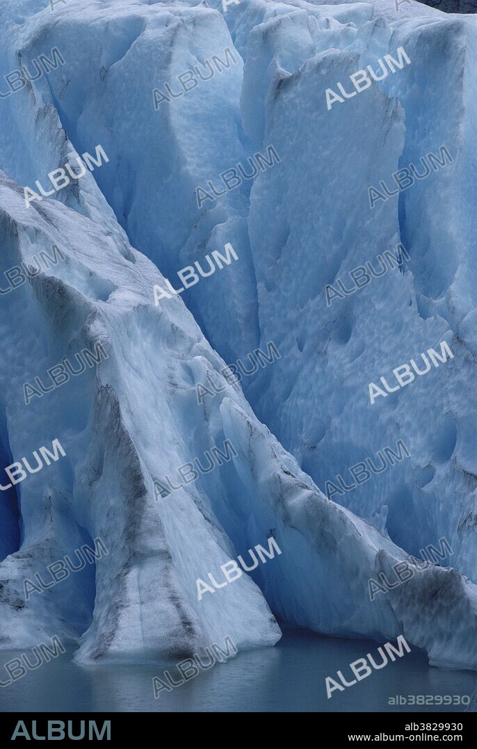 Close-up of the ice of Briksdal Glacier, Norway.  Briksdal Glacier is an arm of the Jostedal Glacier, the largest glacier in continental Europe.