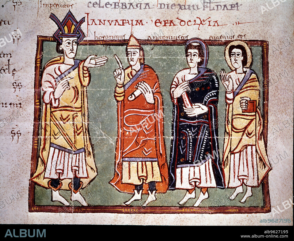 Council held in 622, miniature in the 'Codex Albeldense' (Codex Conciliorum Albeldensis seu Vigilanus), that was last written and illuminated in 976 for the monastery of San Martín de Albelda (Rioja).