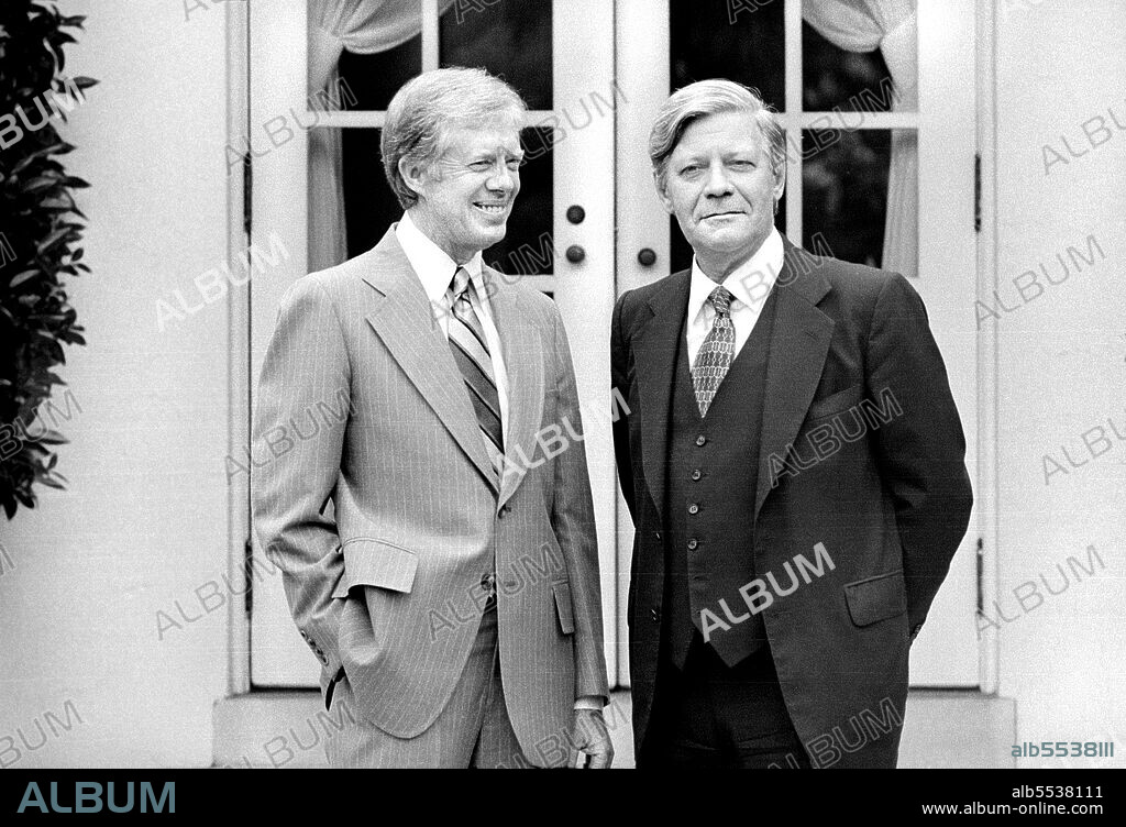 U.S. President Jimmy Carter with West German Chancellor Helmut Schmidt, White House, Washington, D.C., USA, Marion S. Trikosko, US News & World Report Magazine Collection, June 6, 1979.