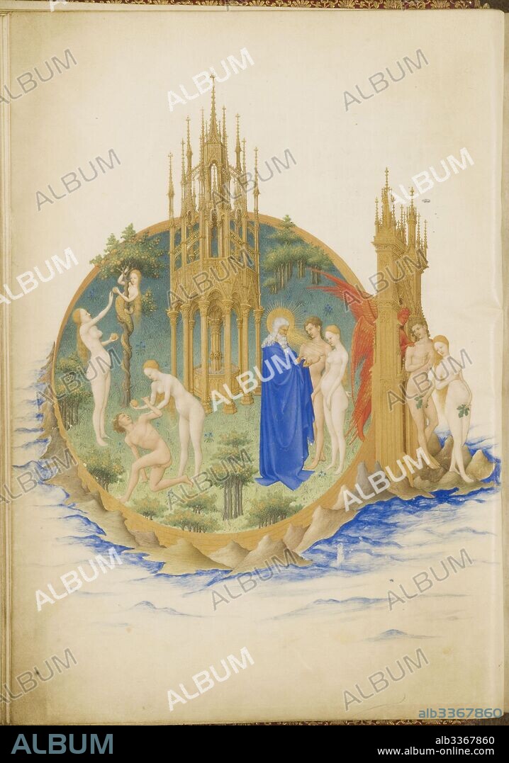 LIMBOURG BROTHERS. Garden of Eden (Les Très Riches Heures du duc de Berry).