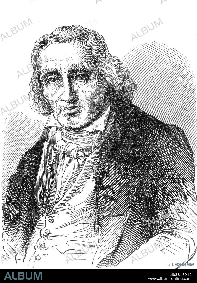 Joseph-Marie Charles Jacquard (July 7, 1752 - August 7, 1834) was a French weaver and merchant. He played an important role in the development of the earliest programmable loom, which in turn played a role in the development of other programmable machines, such as computers. In 1801, he exhibited his Jacquard loom at the industrial exhibition in Paris. His invention was opposed by the silk-weavers, who feared that owing to the saving of labour, would deprive them of their livelihood. Its advantages secured its general adoption, and by 1812 there were 11,000 Jacquard looms in use in France. The Jacquard Loom is a mechanical loom that has holes punched in pasteboard, each row of which corresponds to one row of the design. Multiple rows of holes are punched on each card and the many cards that compose the design of the textile are strung together in order. He died in 1834 at the age of 82.