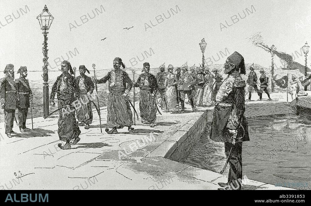 Israel. Haifa. Reception of German dignitaries by the general and politician Mustafa Kemal Ataturk (1881-1938). Engraving. "La Ilustracion Artistica". 20th century.