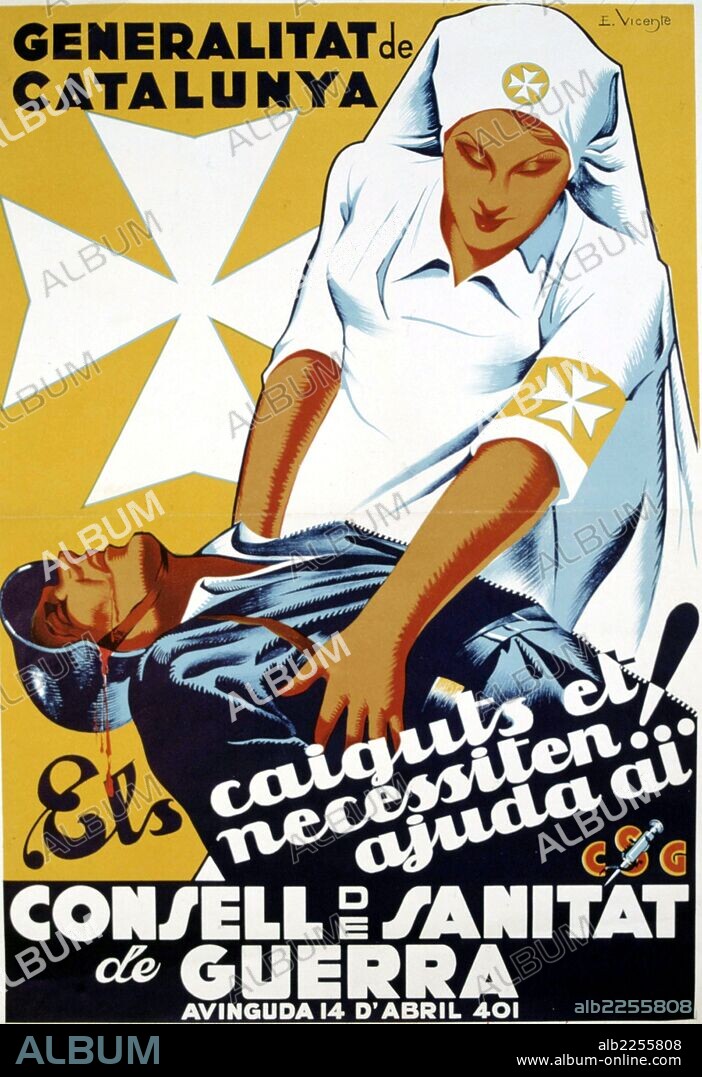 GUERRA CIVIL ESPAÑOLA 1936 - 1939. CARTEL DEL CONSELL DE SANITAT DE GUERRA. GENERALITAT DE CATALUÑA.1939.